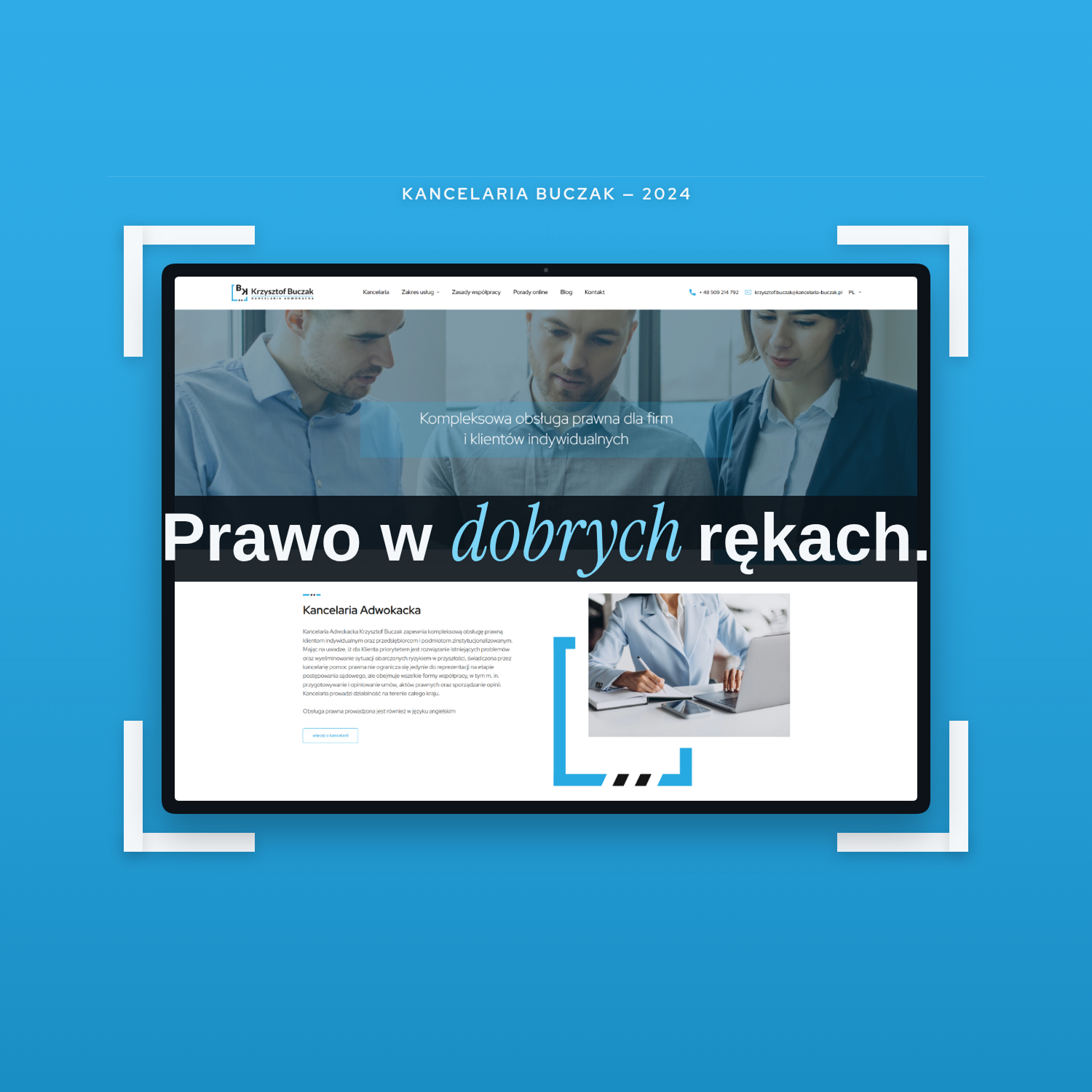Strona dla krakowskiej kancelarii adwokackiej z kompleksową ofertą prawną