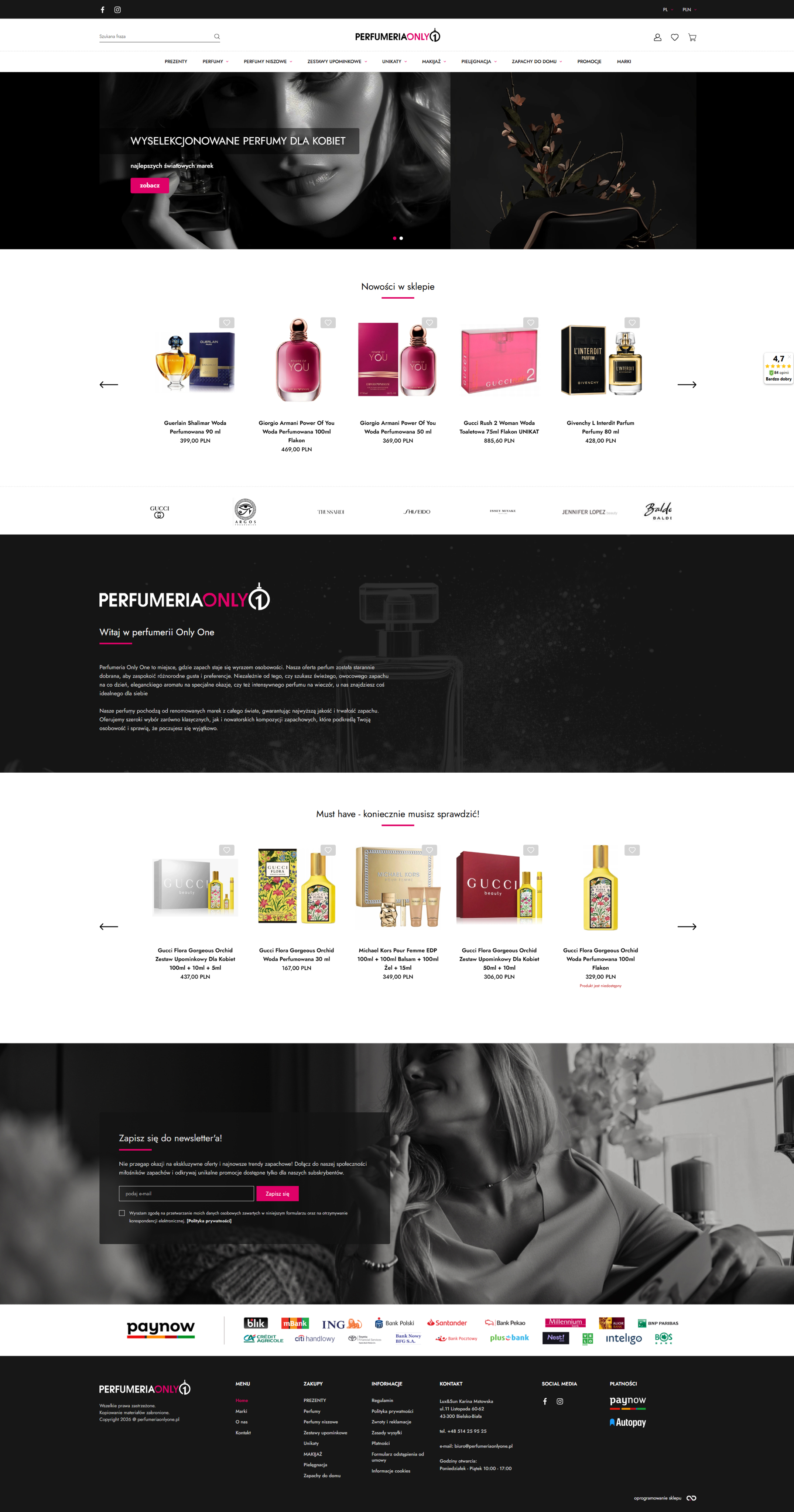 Sklep internetowy dla perfumerii z prestiżowymi markami światowymi