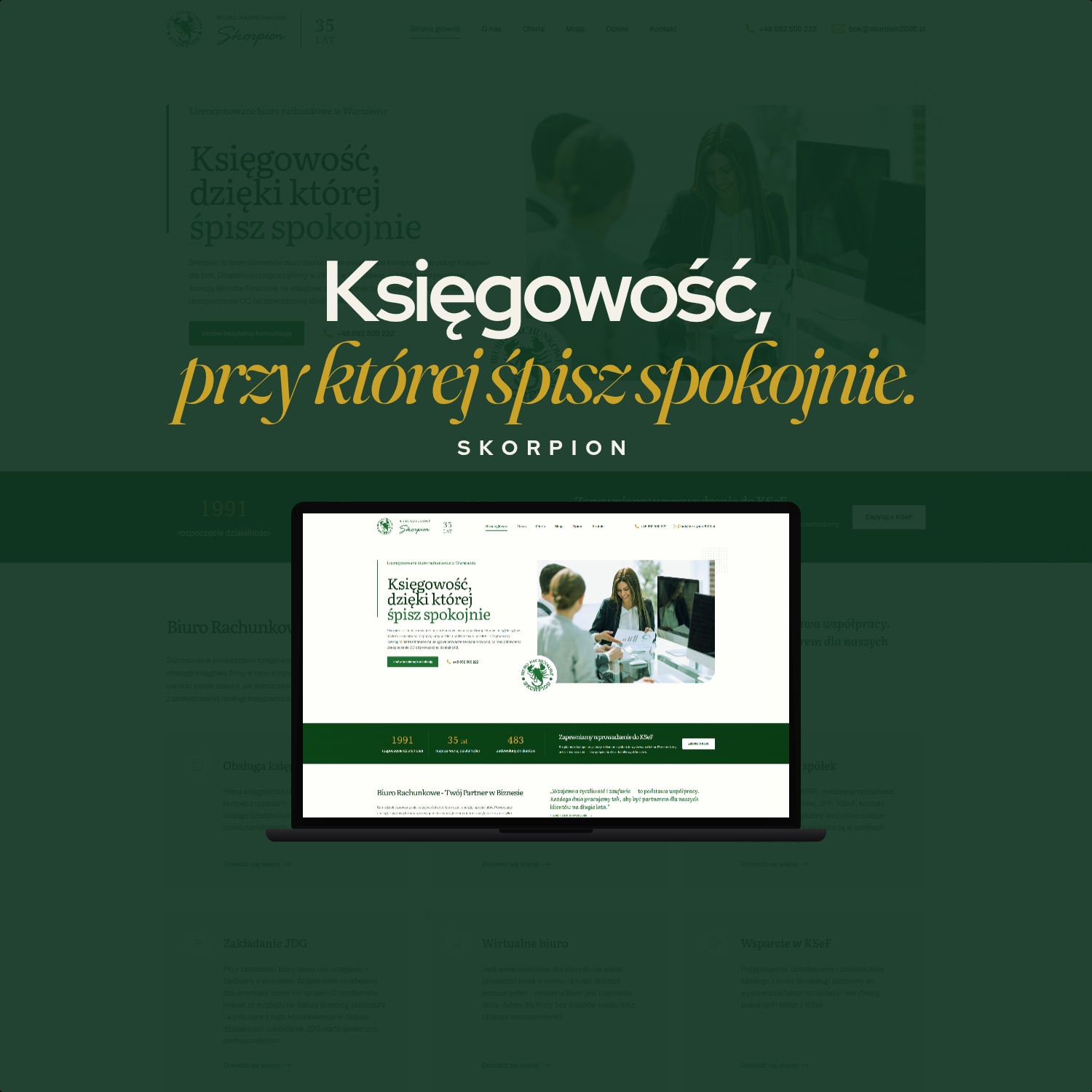 Strona internetowa dla licencjonowanego biura rachunkowego z Warszawy